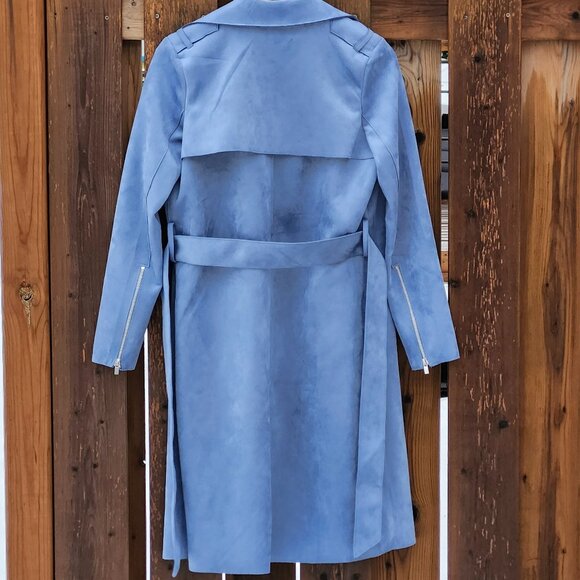ROMANTIC Forever 21 BLUE Belted Trench Coat Women's XS BNWT - Picture 5 of 7